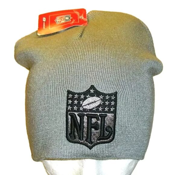 NFL Other - Nfl Shield Logo Mens Adult Reebok Vintage Grey Black Beanie Winter Hat New Nfl